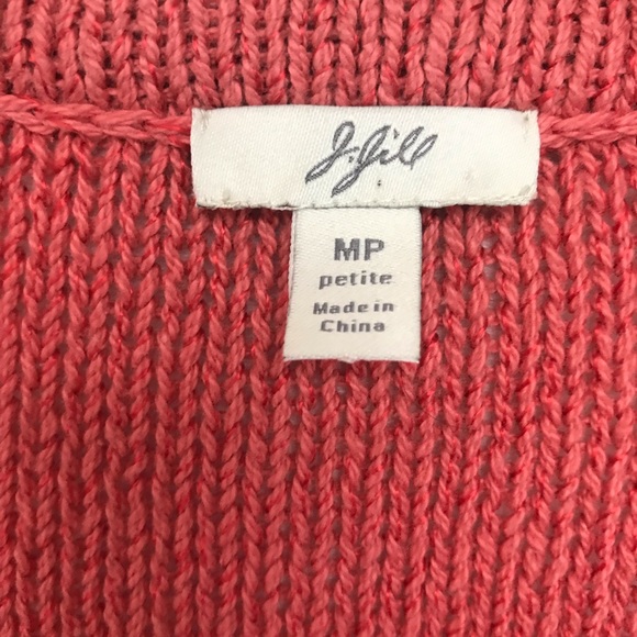 J.Jill Coral Orange Knit Sweater Cardigan Petites Medium - Picture 5 of 8